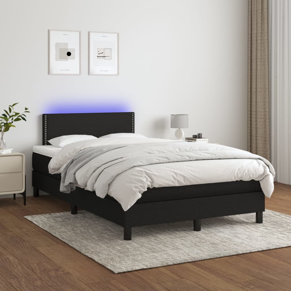 Letto a Molle con Materasso e LED Nero 120x200cm in Tessuto cod mxl 63997