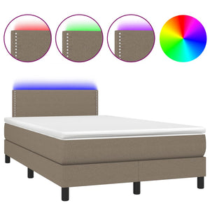 Letto a Molle con Materasso e LED Tortora 120x200cm in Tessuto cod mxl 57711