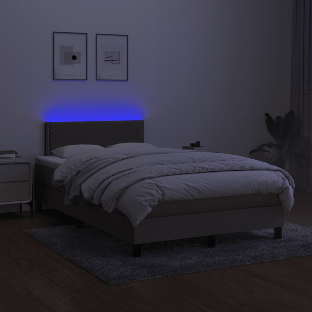 Letto a Molle con Materasso e LED Tortora 120x200cm in Tessuto cod mxl 57711