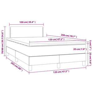 Letto a Molle con Materasso e LED Tortora 120x200cm in Tessuto cod mxl 57711