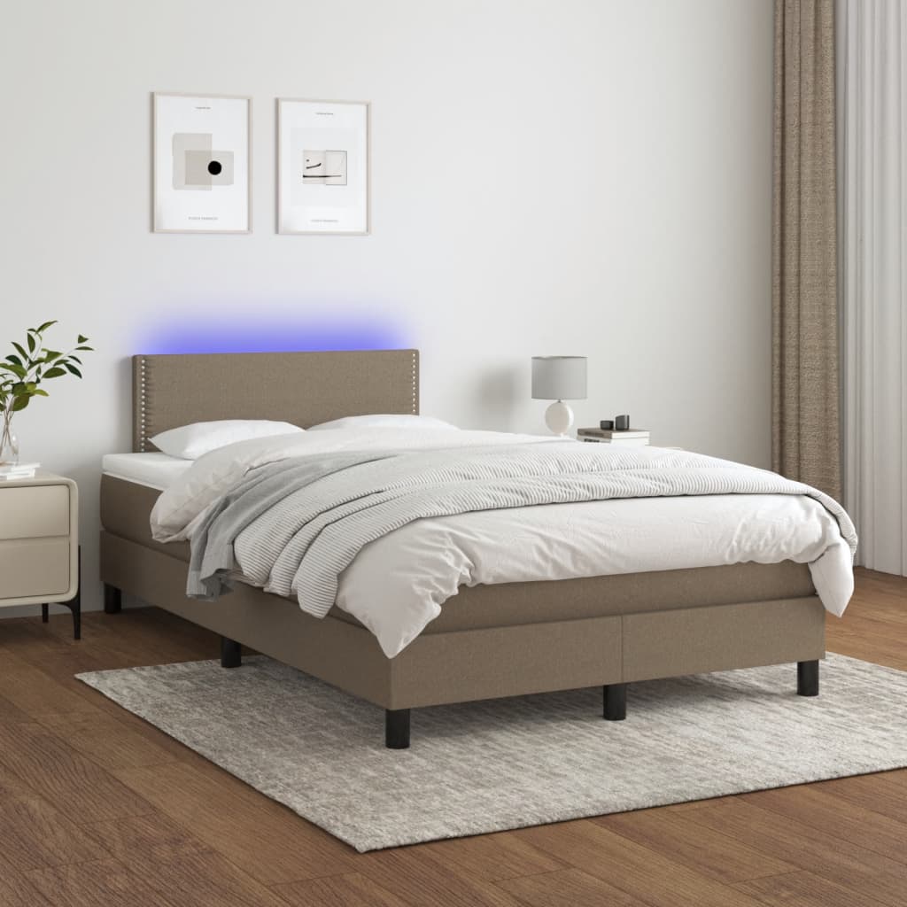 Letto a Molle con Materasso e LED Tortora 120x200cm in Tessuto cod mxl 57711