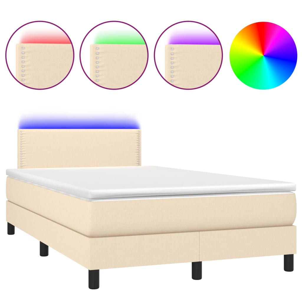 Letto a Molle con Materasso e LED Crema 120x200cm in Tessuto cod mxl 54703