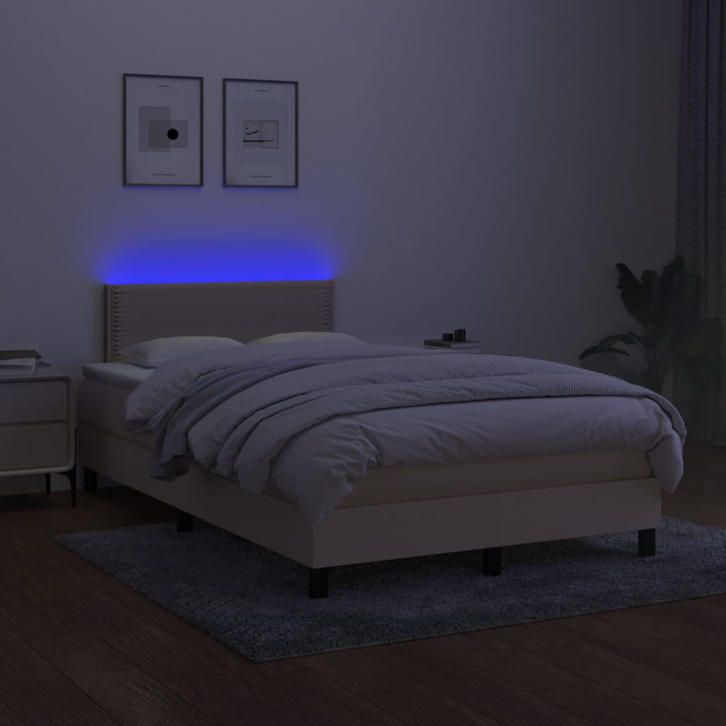 Letto a Molle con Materasso e LED Crema 120x200cm in Tessuto cod mxl 54703