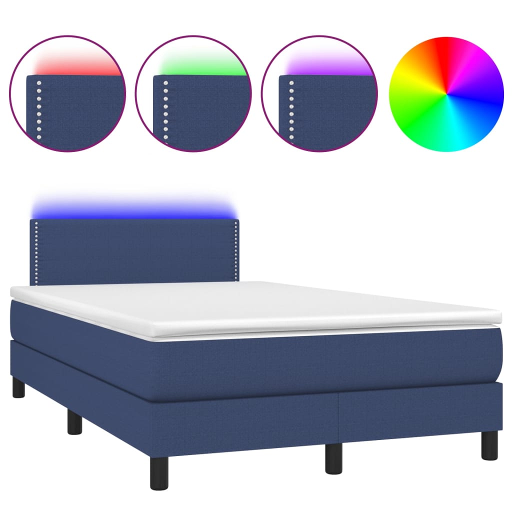 Letto a Molle con Materasso e LED Blu 120x200cm in Tessuto 3133067