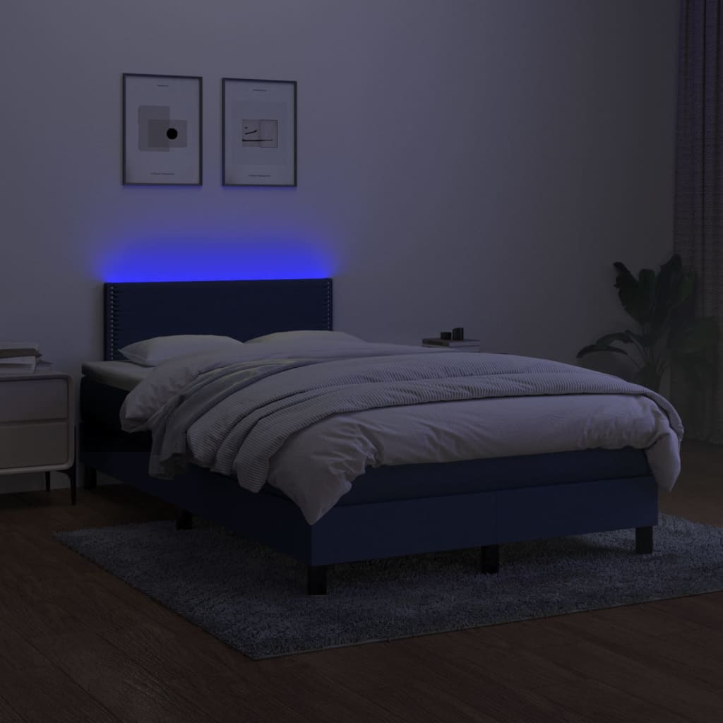 Letto a Molle con Materasso e LED Blu 120x200cm in Tessuto 3133067