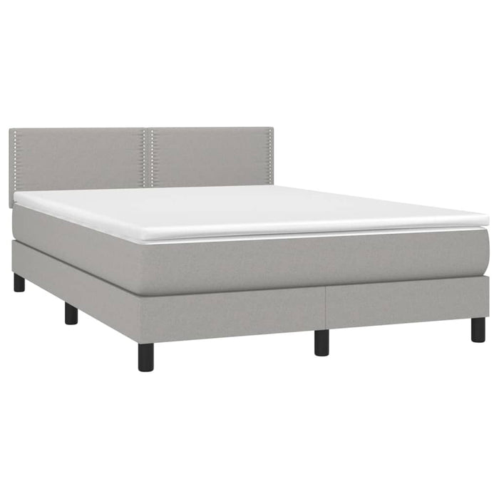 Letto a Molle Materasso e LED Grigio Chiaro 140x190 cm Tessuto 3133069