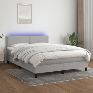 Letto a Molle Materasso e LED Grigio Chiaro 140x190 cm Tessuto 3133069