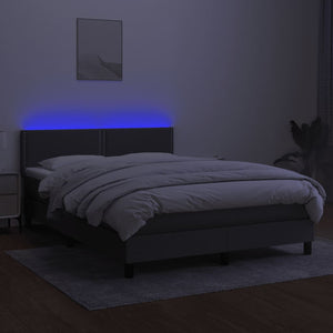 Letto a Molle Materasso e LED Grigio Scuro 140x190cm in Tessuto 3133070