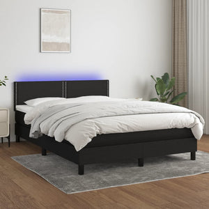 Letto a Molle con Materasso e LED Nero 140x190 cm in Tessutocod mxl 98779