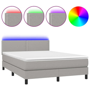 Letto a Molle Materasso e LED Grigio Chiaro 140x200 cm Tessuto cod mxl 47231