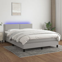 Letto a Molle Materasso e LED Grigio Chiaro 140x200 cm Tessuto cod mxl 47231