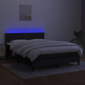 Letto a Molle con Materasso e LED Nero 140x200 cm in Tessuto cod mxl 33709