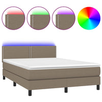 Letto a Molle con Materasso e LED Tortora 140x200 cm in Tessuto cod mxl 35540