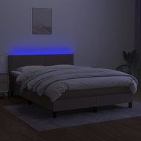 Letto a Molle con Materasso e LED Tortora 140x200 cm in Tessuto cod mxl 35540