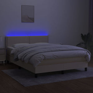 Letto a Molle con Materasso e LED Crema 140x200 cm in Tessuto cod mxl 54356