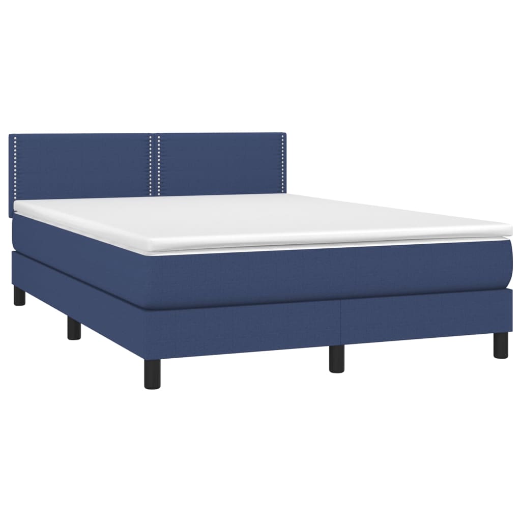 Letto a Molle con Materasso e LED Blu 140x200 cm in Tessuto cod mxl 36560