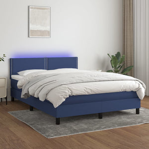 Letto a Molle con Materasso e LED Blu 140x200 cm in Tessuto cod mxl 36560