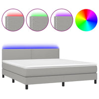 Letto a Molle Materasso e LED Grigio Chiaro 160x200 cm Tessuto 3133085