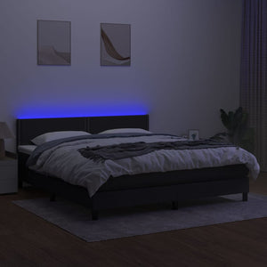 Letto a Molle con Materasso e LED Nero 160x200 cm in Tessuto 3133087