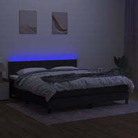 Letto a Molle con Materasso e LED Nero 160x200 cm in Tessuto cod mxl 35743