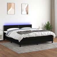 Letto a Molle con Materasso e LED Nero 160x200 cm in Tessuto cod mxl 35743