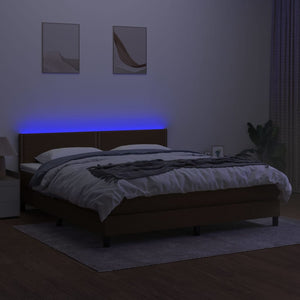 Letto a Molle Materasso e LED Marrone Scuro 160x200 cm Tessuto cod mxl 41229