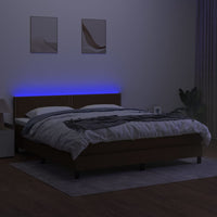 Letto a Molle Materasso e LED Marrone Scuro 160x200 cm Tessuto 3133088