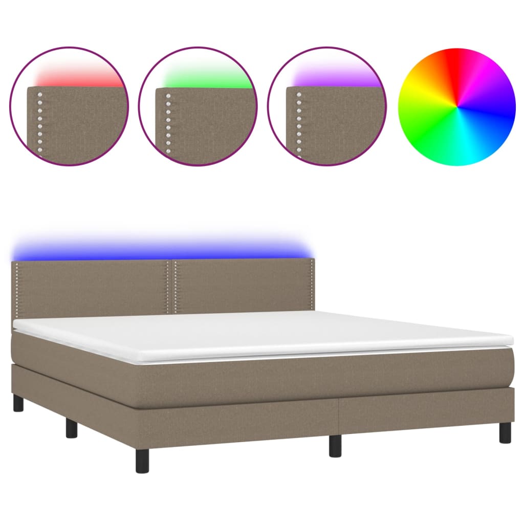 Letto a Molle con Materasso e LED Tortora 160x200 cm in Tessuto cod mxl 34372