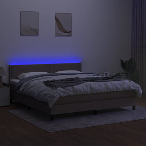 Letto a Molle con Materasso e LED Tortora 160x200 cm in Tessuto cod mxl 34372