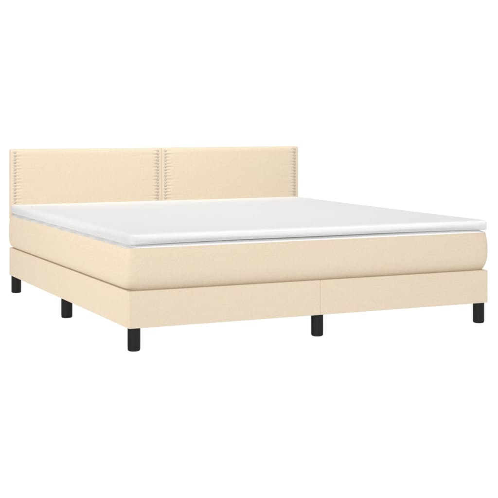 Letto a Molle con Materasso e LED Crema 160x200 cm in Tessuto cod mxl 35745