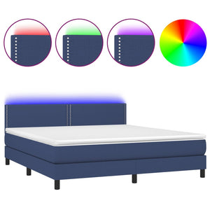 Letto a Molle con Materasso e LED Blu 160x200 cm in Tessuto 3133091