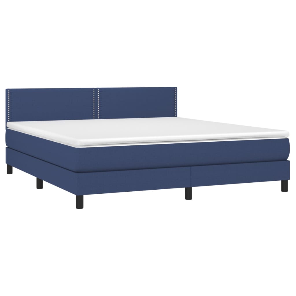 Letto a Molle con Materasso e LED Blu 160x200 cm in Tessuto cod mxl 33619