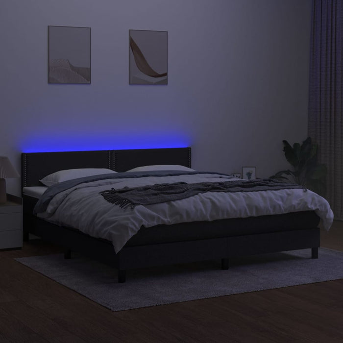 Letto a Molle con Materasso e LED Nero 180x200cm in Tessuto 3133095