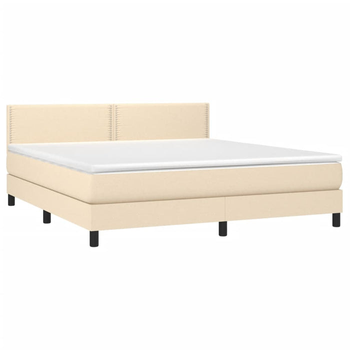 Letto a Molle con Materasso e LED Crema 180x200 cm in Tessuto 3133098