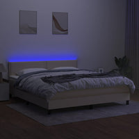 Letto a Molle con Materasso e LED Crema 180x200 cm in Tessuto 3133098