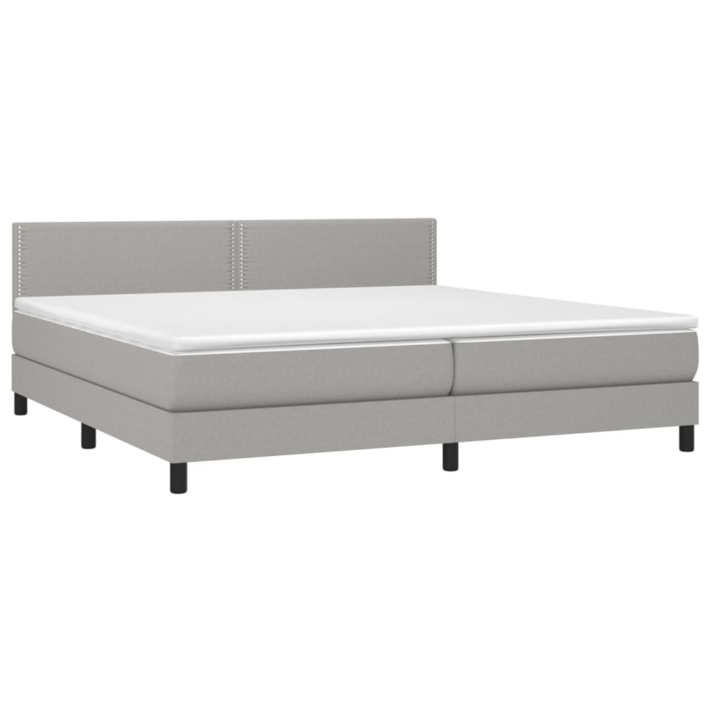 Letto a Molle Materasso e LED Grigio Chiaro 200x200 cm Tessuto cod mxl 56542