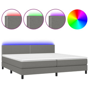 Letto a Molle Materasso e LED Grigio Scuro 200x200cm in Tessuto cod mxl 33610