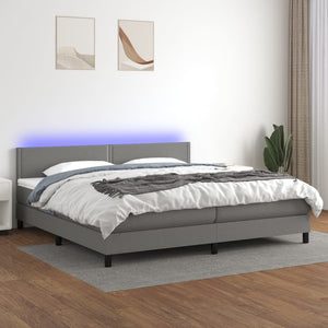 Letto a Molle Materasso e LED Grigio Scuro 200x200cm in Tessuto cod mxl 33610