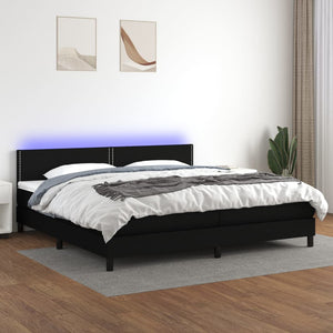 Letto a Molle Materasso e LED Nero 200x200cm in Tessuto cod mxl 57780