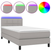 Letto a Molle Materasso e LED Grigio Chiaro 80x200 cm Tessuto 3133109