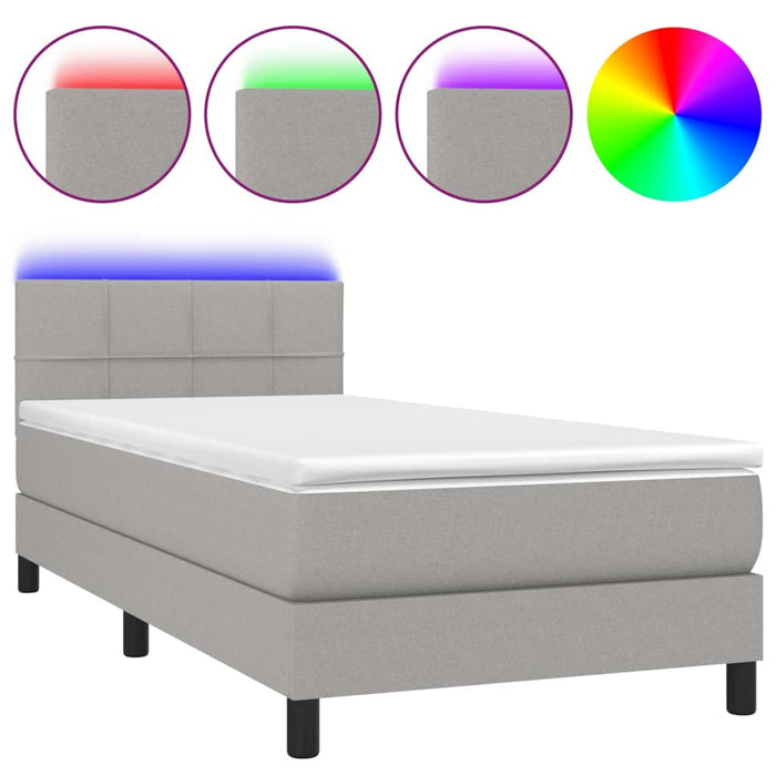 Letto a Molle Materasso e LED Grigio Chiaro 80x200 cm Tessuto 3133109