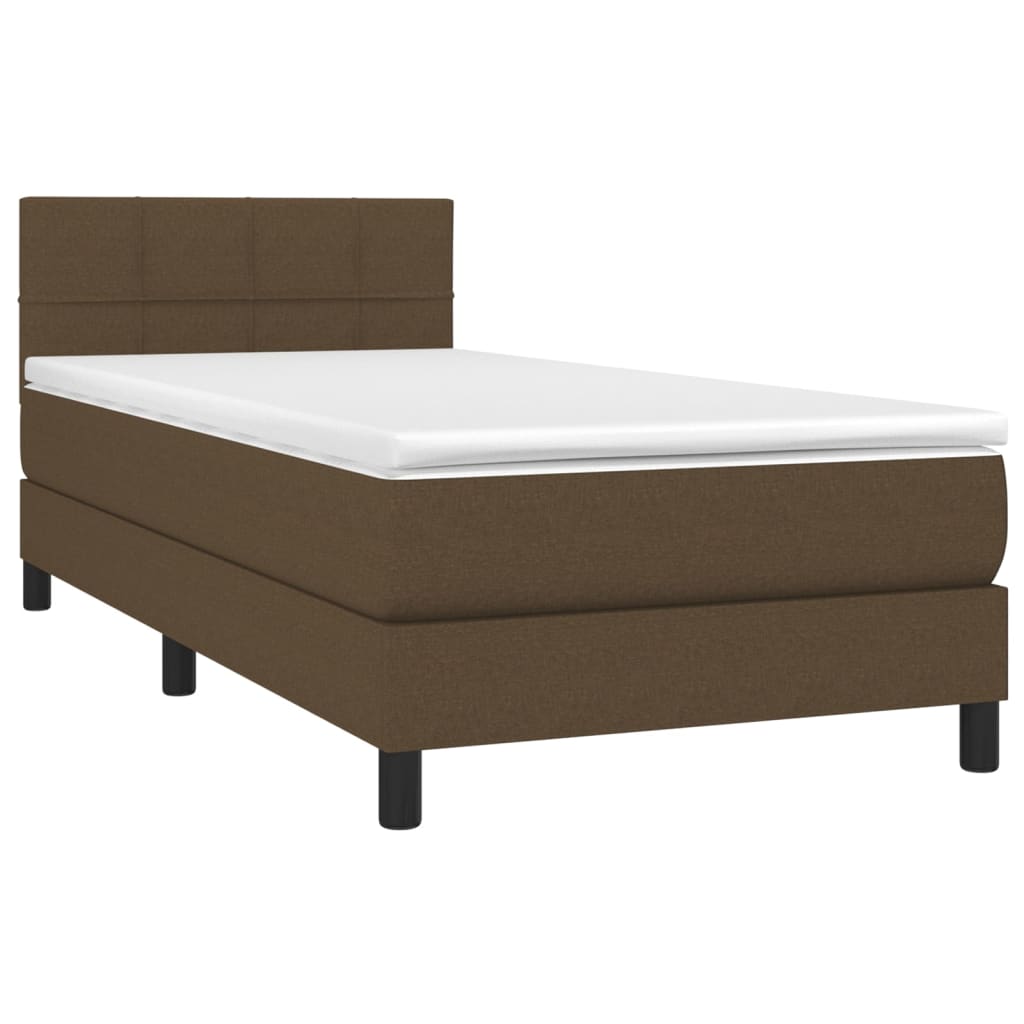 Letto a Molle Materasso e LED Marrone Scuro 80x200cm in Tessuto cod mxl 34842