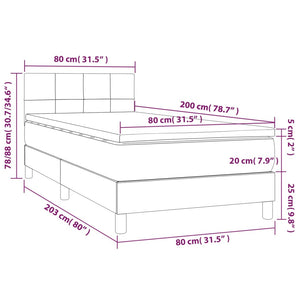 Letto a Molle con Materasso e LED Crema 80x200 cm in Tessuto 3133114