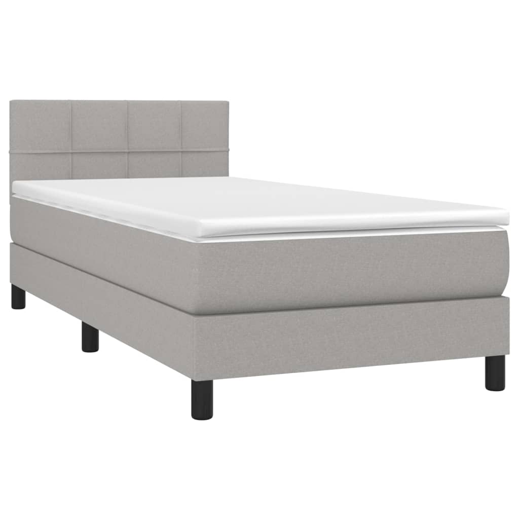 Letto a Molle Materasso e LED Grigio Chiaro 90x190 cm Tessutocod mxl 98783