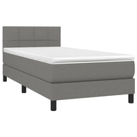 Letto a Molle Materasso e LED Grigio Scuro 90x190 cm in Tessuto 3133118