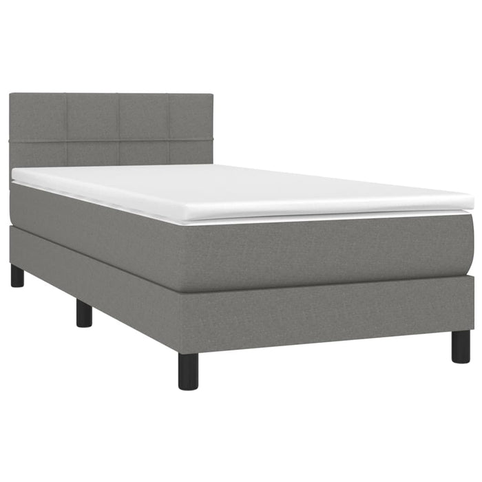 Letto a Molle Materasso e LED Grigio Scuro 90x190 cm in Tessuto 3133118