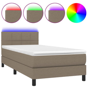 Letto a Molle con Materasso e LED Tortora 90x200 cm in Tessuto 3133129