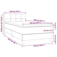 Letto a Molle con Materasso e LED Blu 100x200cm in Tessuto 3133139