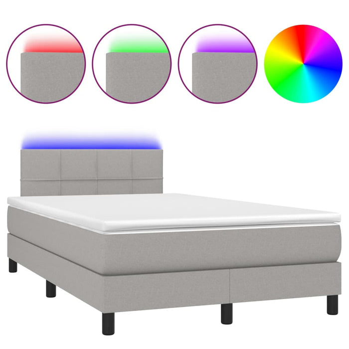 Letto a Molle Materasso e LED Grigio Chiaro 120x200 cm Tessuto cod mxl 57758