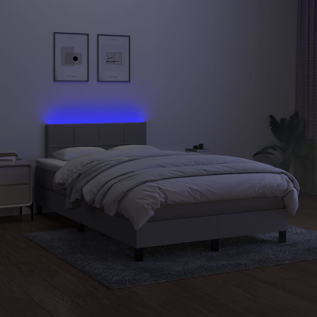 Letto a Molle Materasso e LED Grigio Chiaro 120x200 cm Tessuto cod mxl 57758